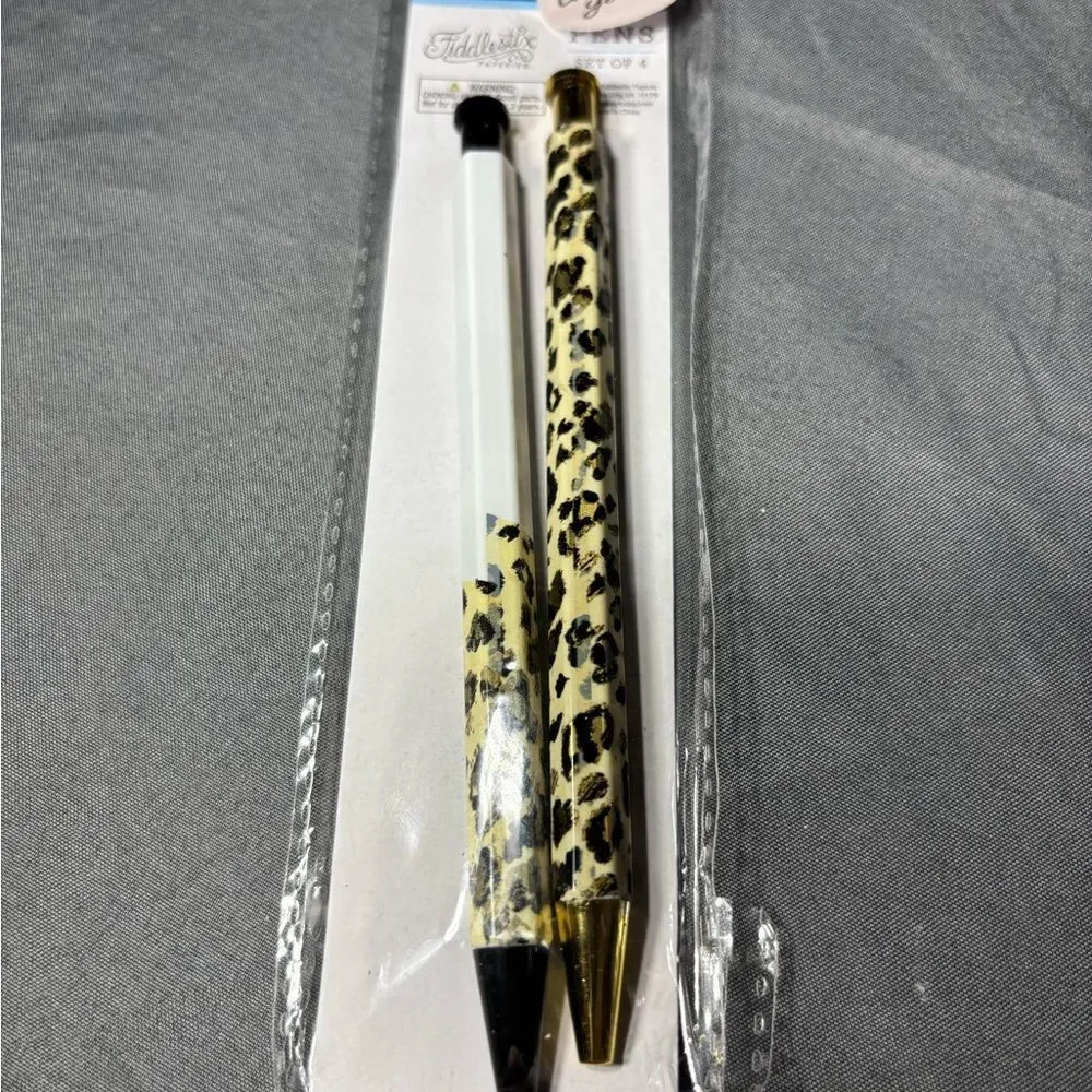 New 10 pc Decorative Ballpoint Pens Set - Assorted Patterns (Gold Accent)
